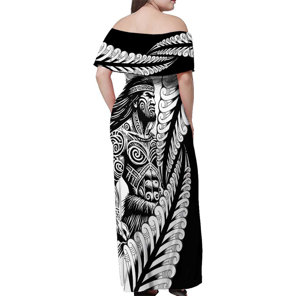 Koru Fern New Zealand Maori Tribal Warrior Family Matching Off Shoulder Maxi Dress and Hawaiian Shirt