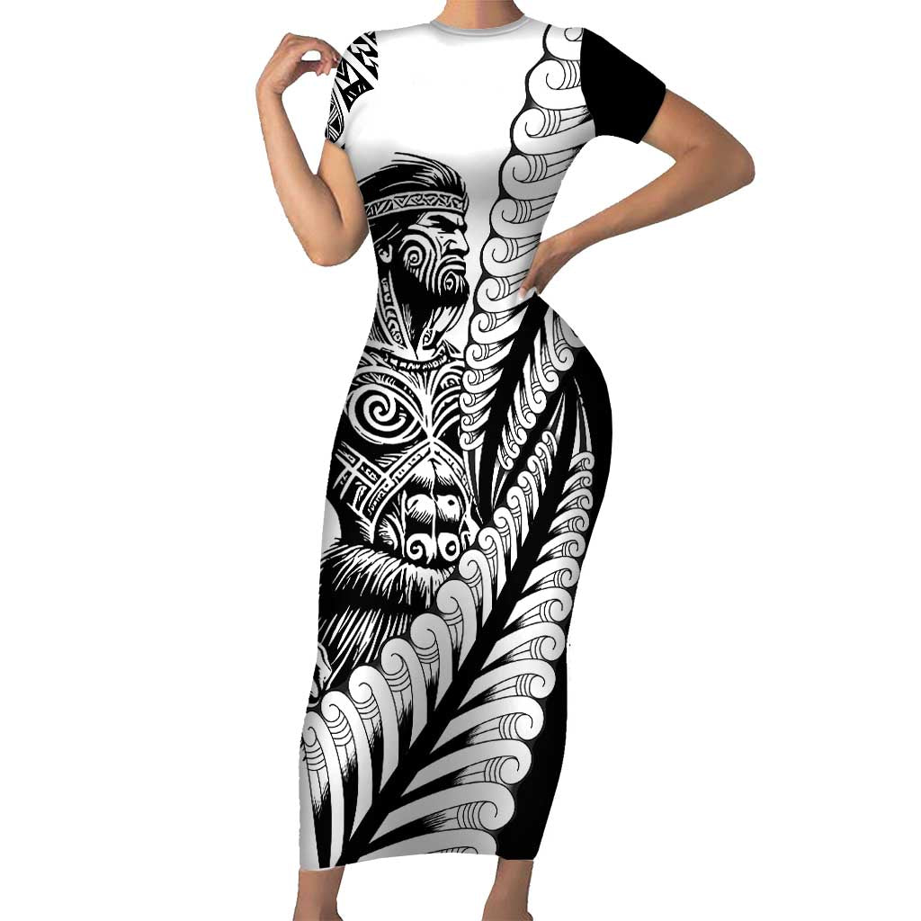 Koru Fern New Zealand Maori Tribal Warrior Family Matching Short Sleeve Bodycon Dress and Hawaiian Shirt