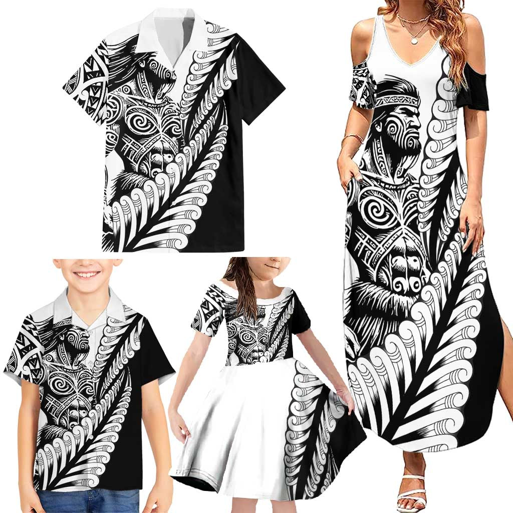 Koru Fern New Zealand Maori Tribal Warrior Family Matching Summer Maxi Dress and Hawaiian Shirt