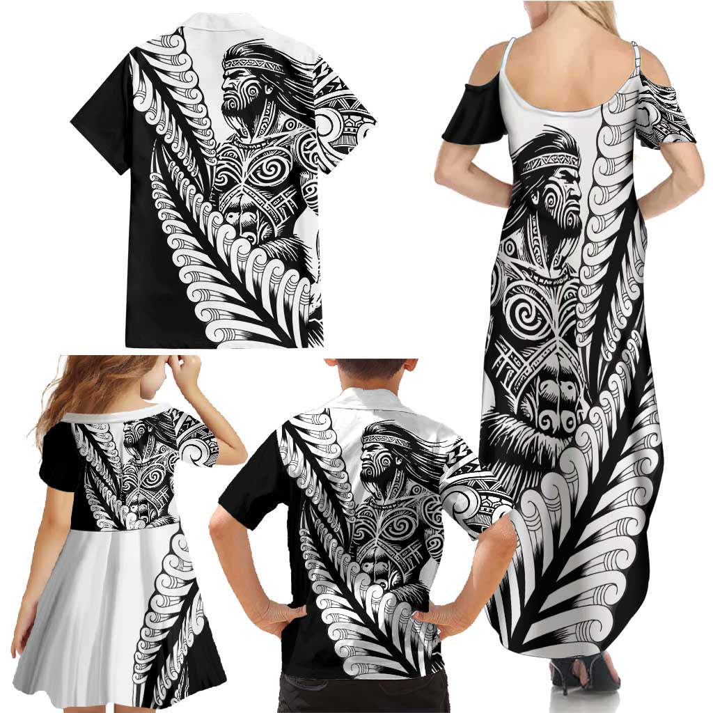 Koru Fern New Zealand Maori Tribal Warrior Family Matching Summer Maxi Dress and Hawaiian Shirt