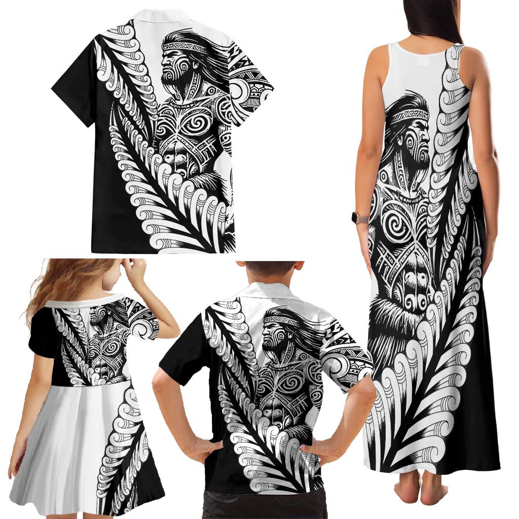 Koru Fern New Zealand Maori Tribal Warrior Family Matching Tank Maxi Dress and Hawaiian Shirt