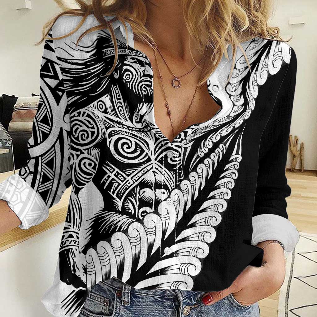 Koru Fern New Zealand Maori Tribal Warrior Women Casual Shirt - Vibe Hoodie Shop