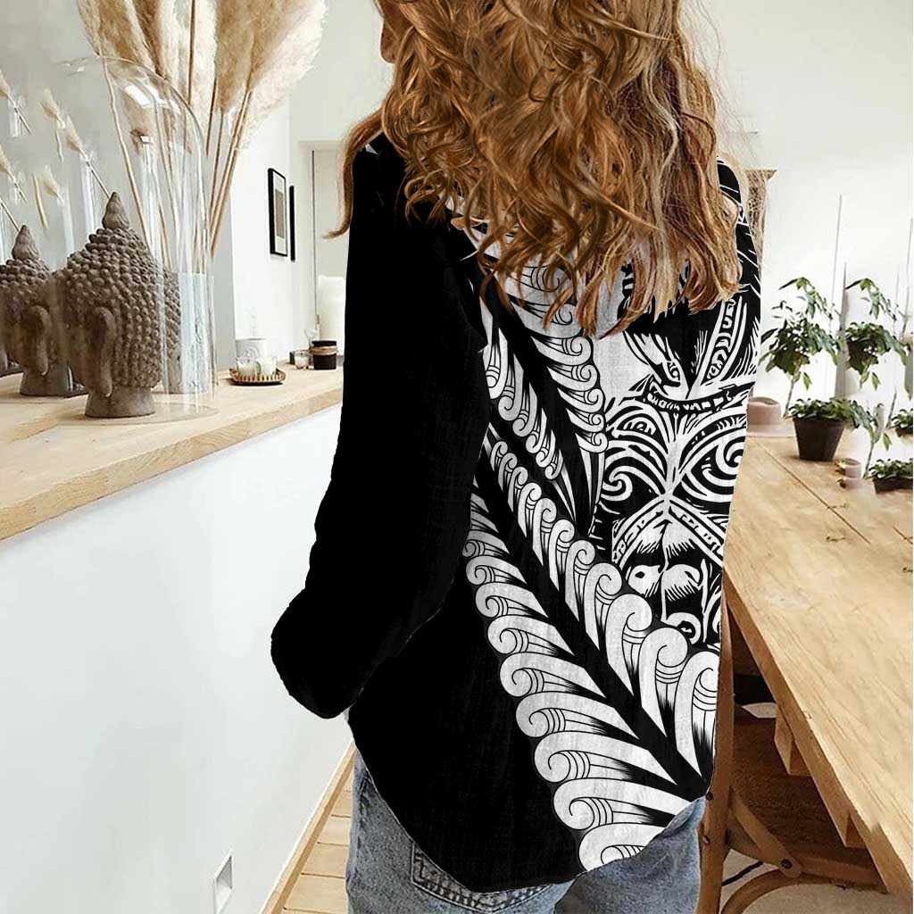 Koru Fern New Zealand Maori Tribal Warrior Women Casual Shirt - Vibe Hoodie Shop