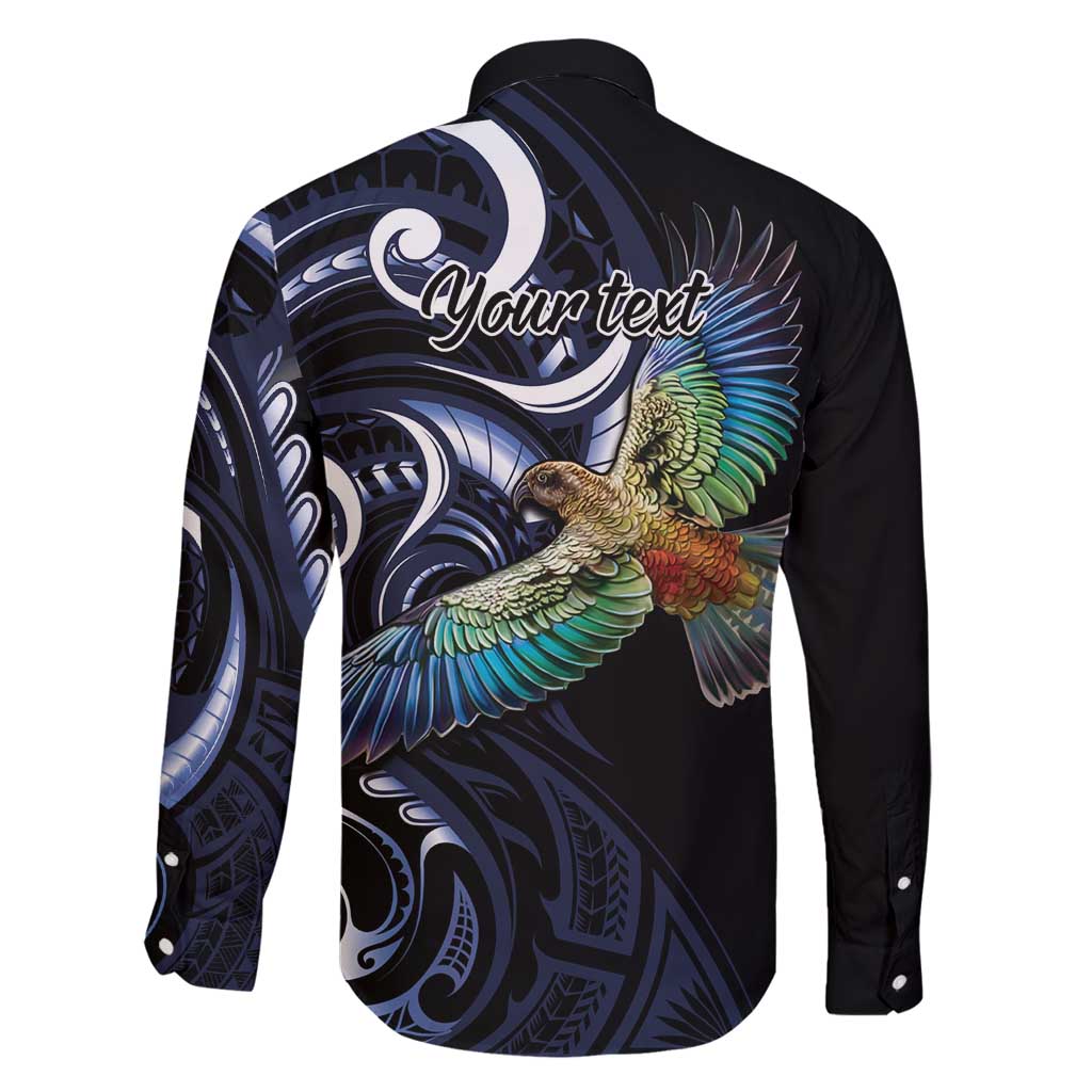 New Zealand Kea Bird Personalised Family Matching Long Sleeve Bodycon Dress and Hawaiian Shirt Maori Tribal Koru Art