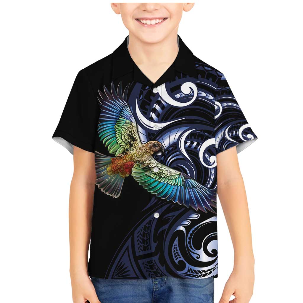 New Zealand Kea Bird Personalised Family Matching Mermaid Dress and Hawaiian Shirt Maori Tribal Koru Art