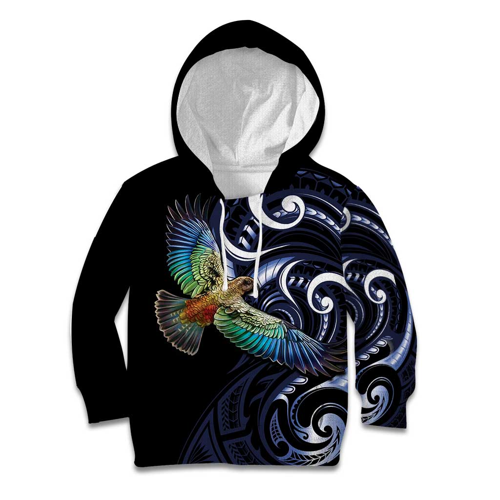 New Zealand Kea Bird Personalised Kid Hoodie Maori Tribal Koru Art - Vibe Hoodie Shop