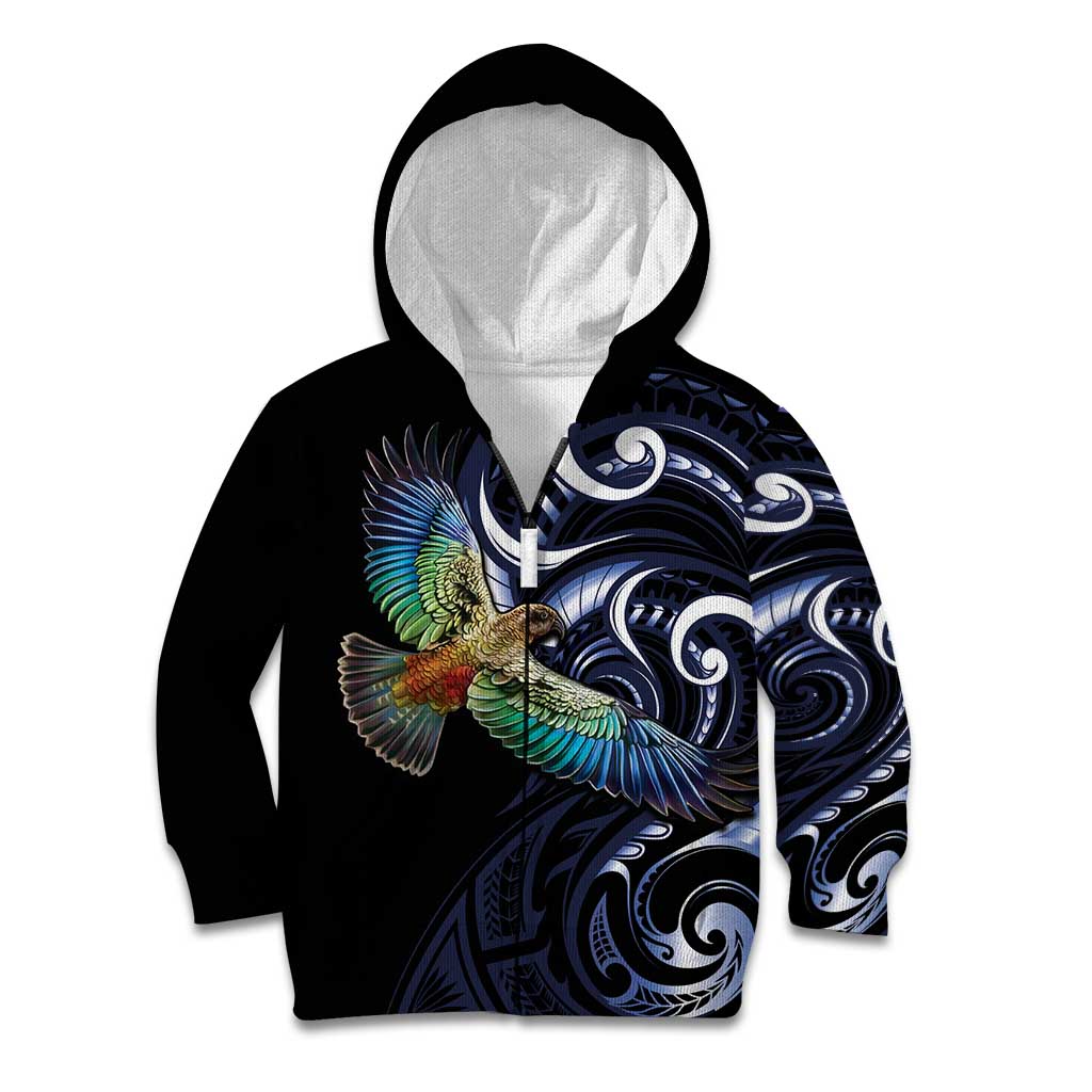 New Zealand Kea Bird Personalised Kid Hoodie Maori Tribal Koru Art - Vibe Hoodie Shop