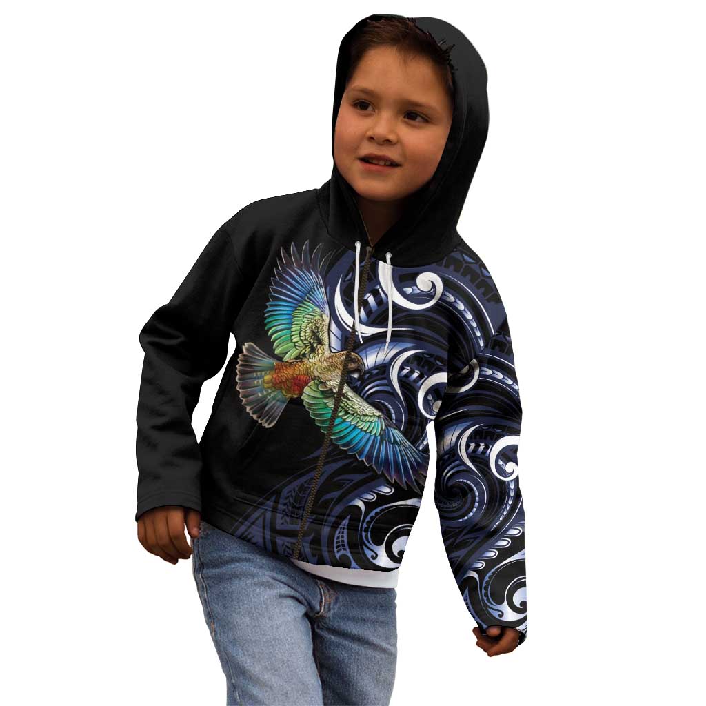 New Zealand Kea Bird Personalised Kid Hoodie Maori Tribal Koru Art - Vibe Hoodie Shop