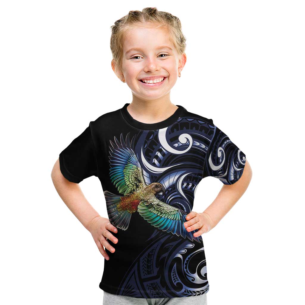 New Zealand Kea Bird Personalised Kid T Shirt Maori Tribal Koru Art - Vibe Hoodie Shop