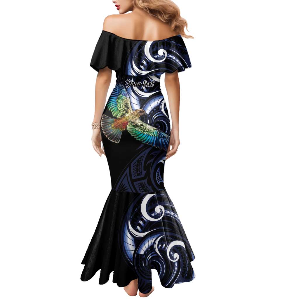 New Zealand Kea Bird Personalised Mermaid Dress Maori Tribal Koru Art