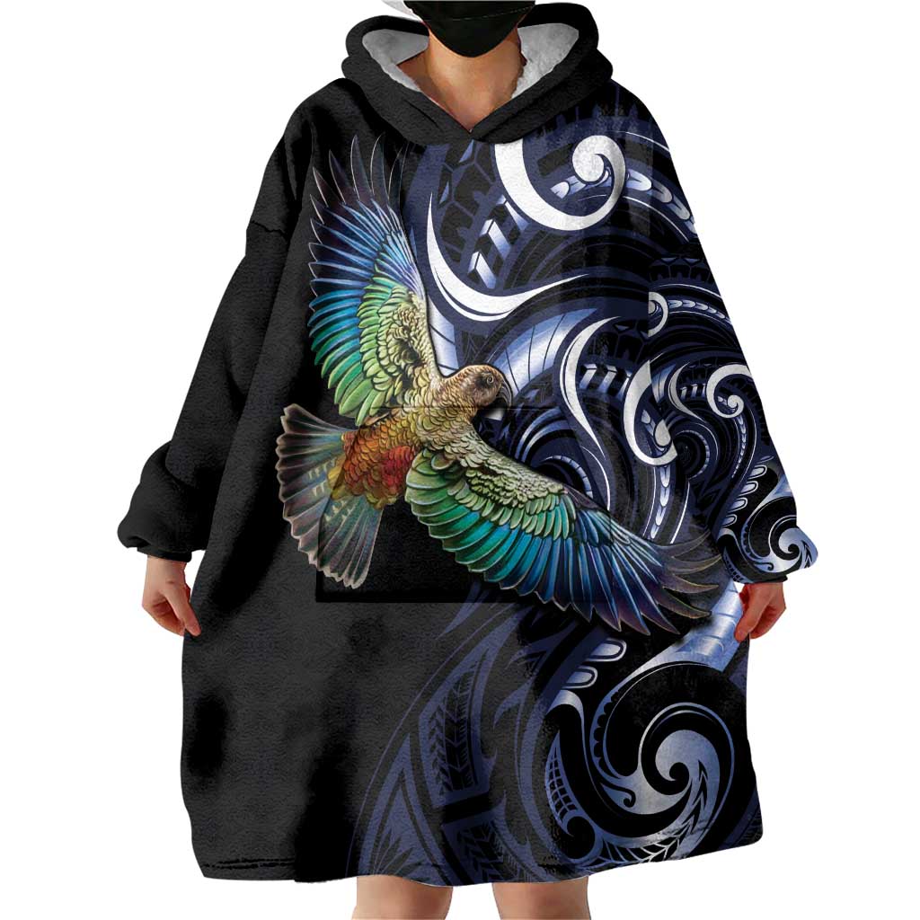 New Zealand Kea Bird Personalised Wearable Blanket Hoodie Maori Tribal Koru Art - Vibe Hoodie Shop