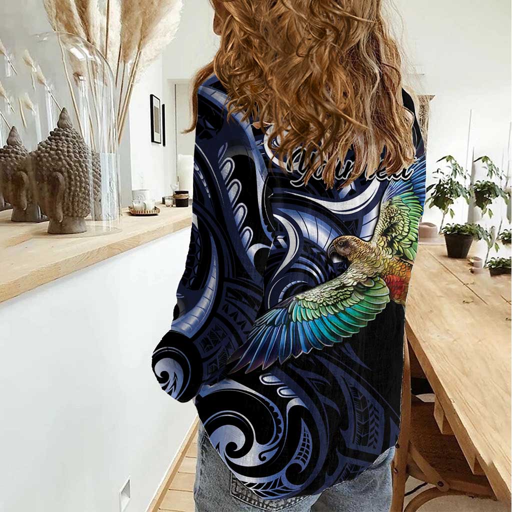New Zealand Kea Bird Personalised Women Casual Shirt Maori Tribal Koru Art - Vibe Hoodie Shop