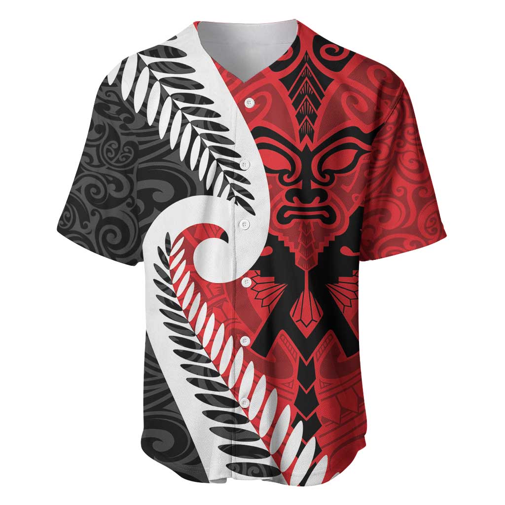 Silver Fern Koru Swirls with Maori Ta Moko Baseball Jersey - Vibe Hoodie Shop