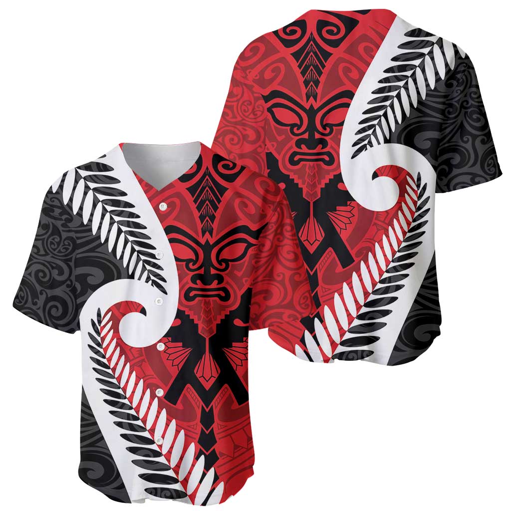 Silver Fern Koru Swirls with Maori Ta Moko Baseball Jersey - Vibe Hoodie Shop