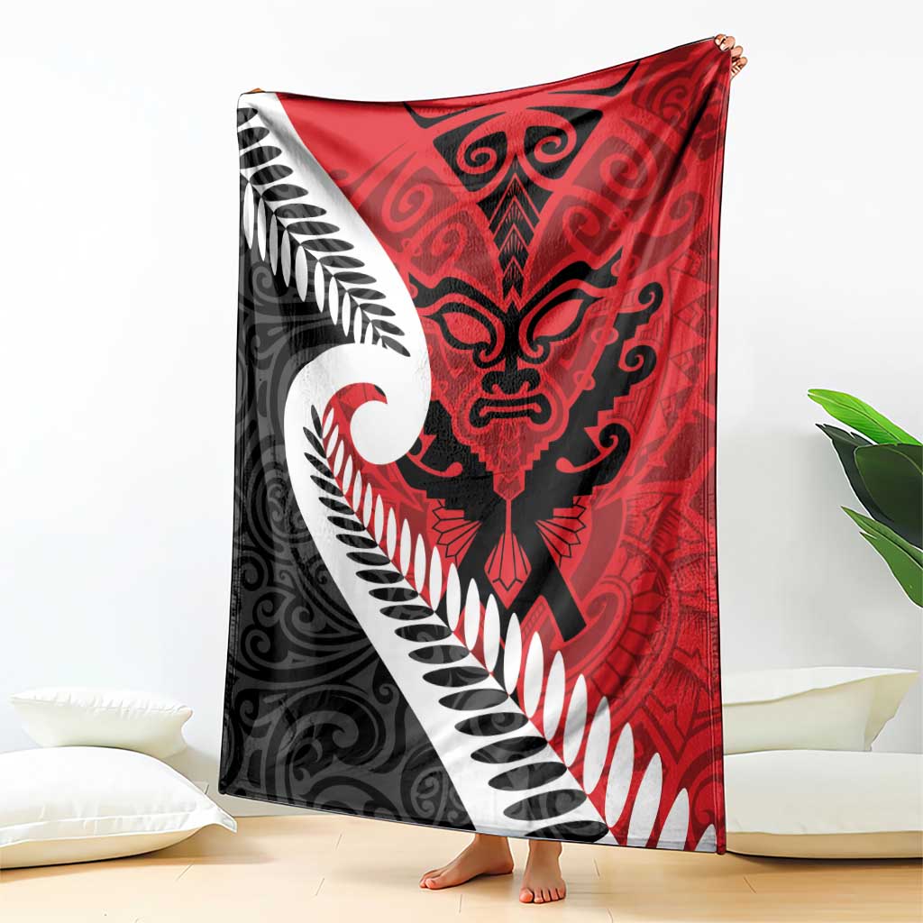 Silver Fern Koru Swirls with Maori Ta Moko Blanket - Vibe Hoodie Shop