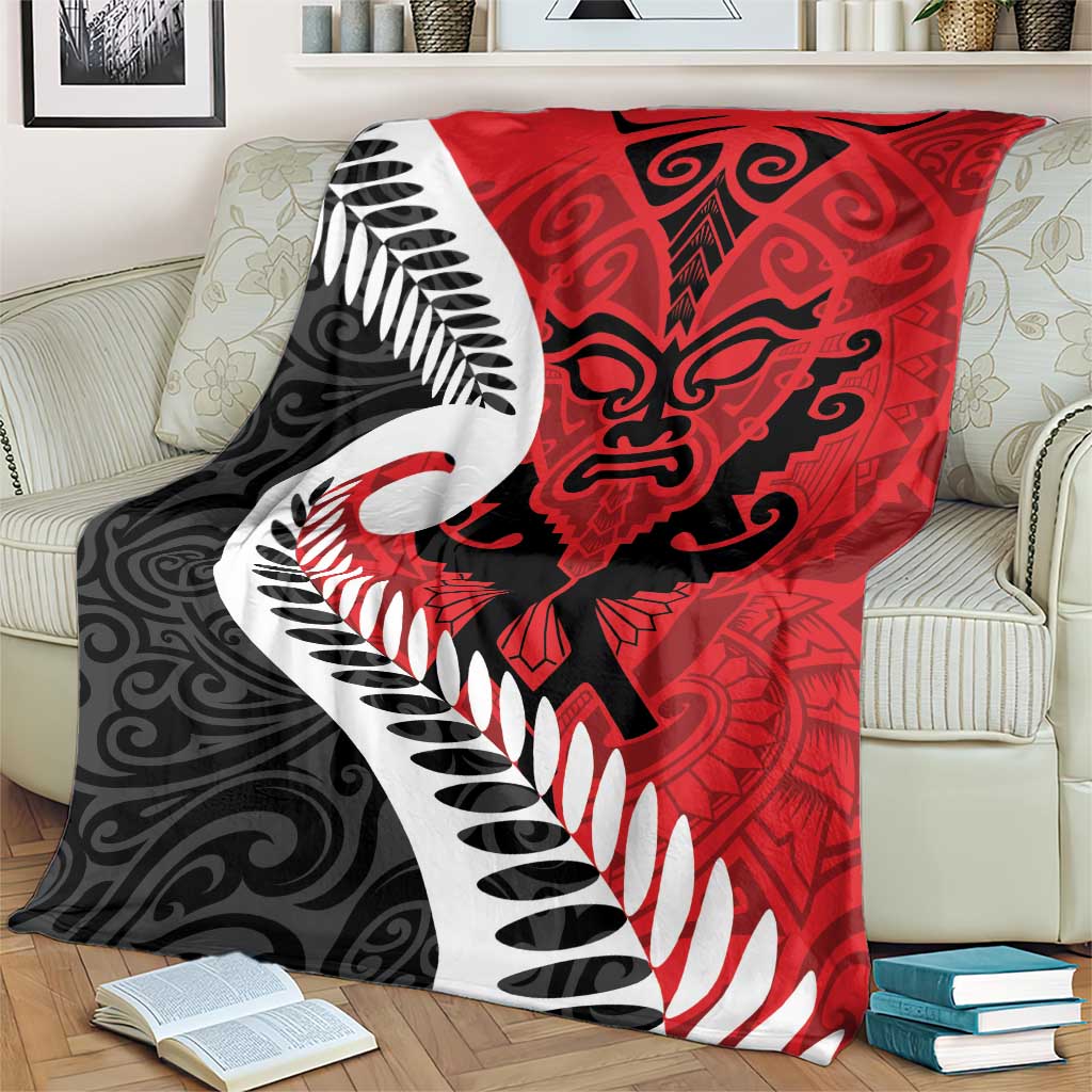 Silver Fern Koru Swirls with Maori Ta Moko Blanket - Vibe Hoodie Shop