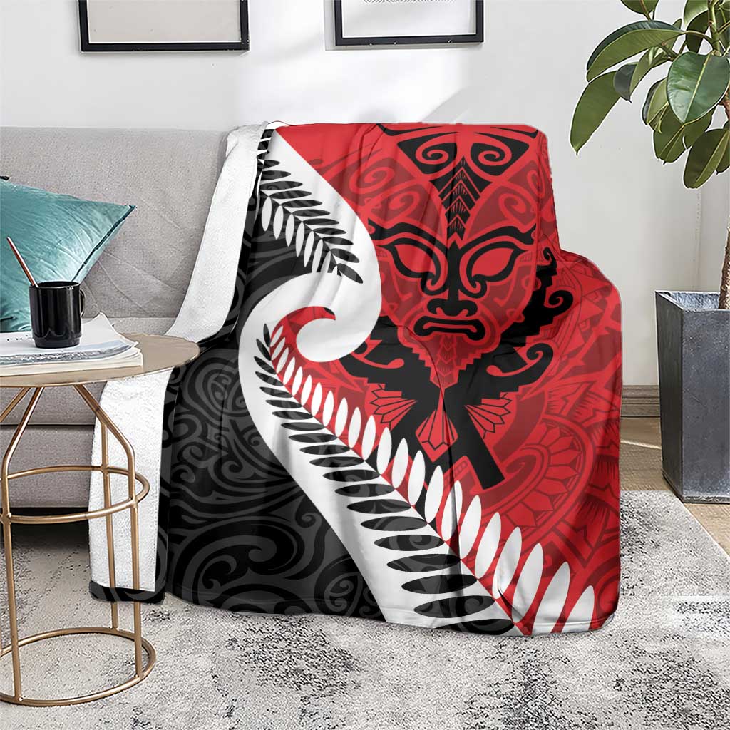 Silver Fern Koru Swirls with Maori Ta Moko Blanket - Vibe Hoodie Shop