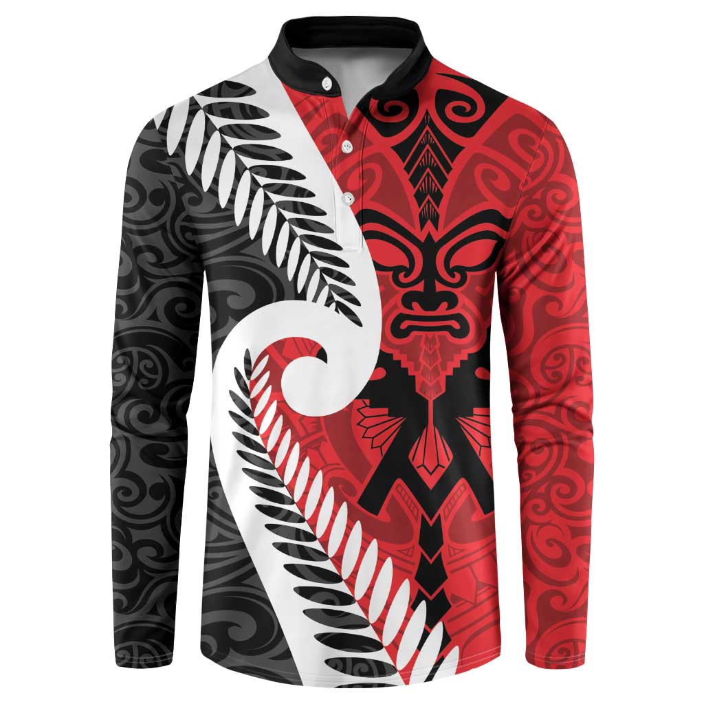 Silver Fern Koru Swirls with Maori Ta Moko Button Sweatshirt