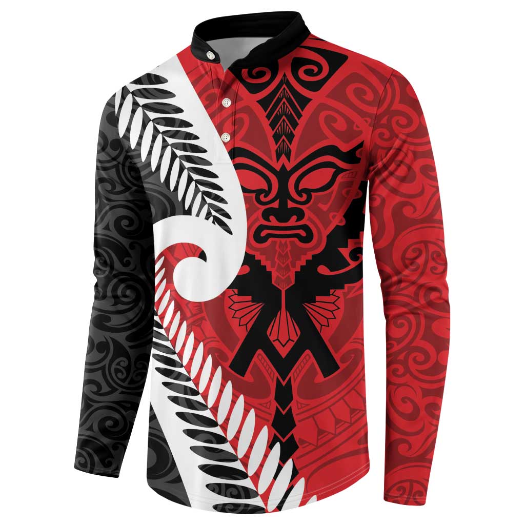 Silver Fern Koru Swirls with Maori Ta Moko Button Sweatshirt