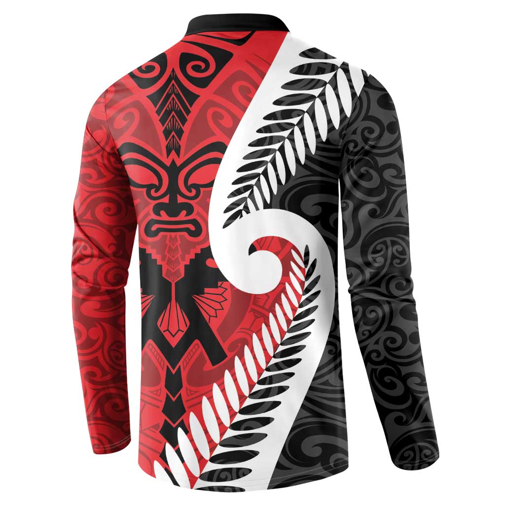 Silver Fern Koru Swirls with Maori Ta Moko Button Sweatshirt