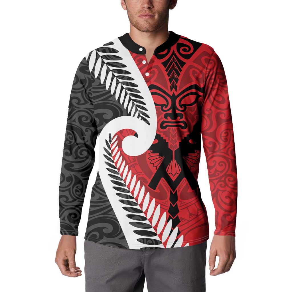 Silver Fern Koru Swirls with Maori Ta Moko Button Sweatshirt