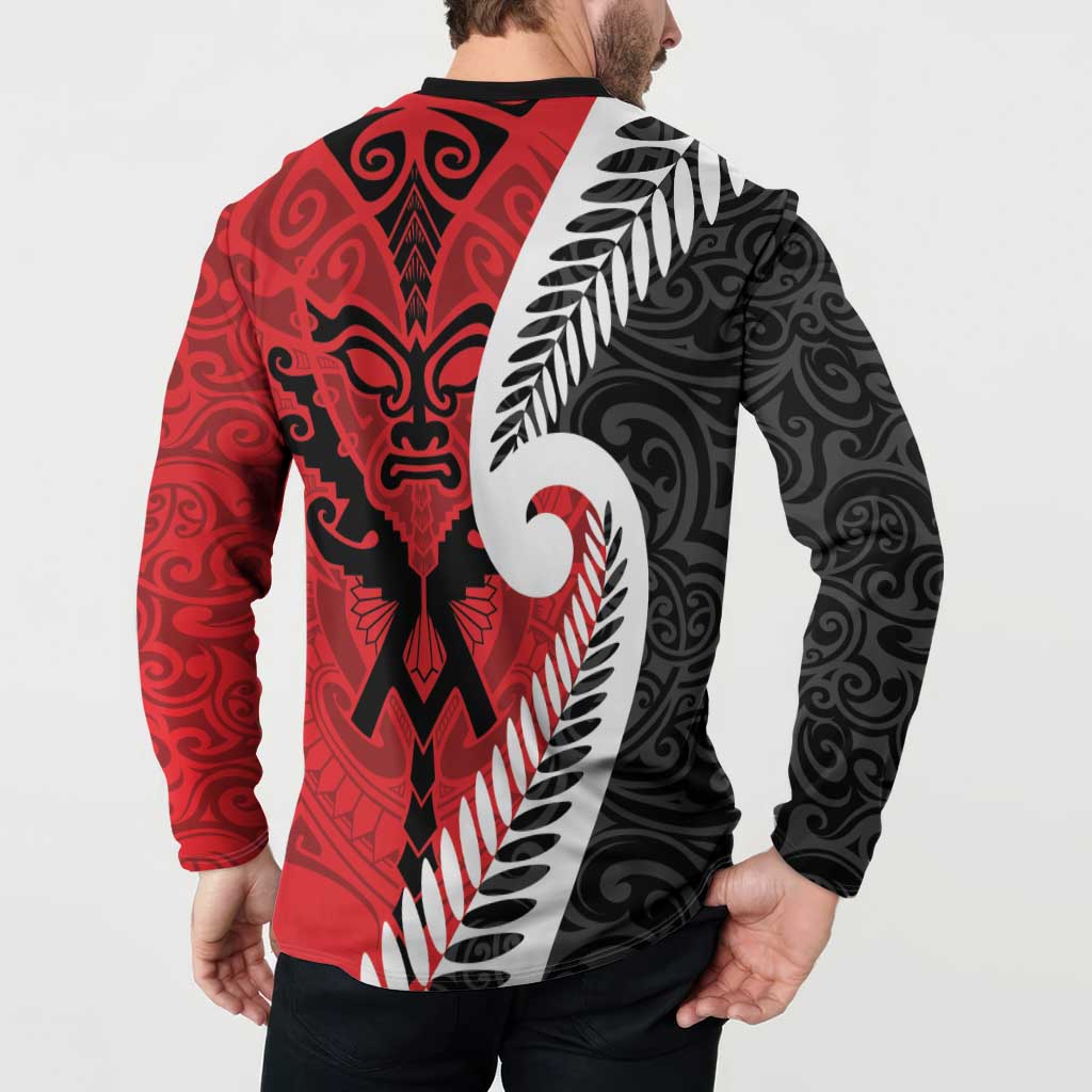 Silver Fern Koru Swirls with Maori Ta Moko Button Sweatshirt