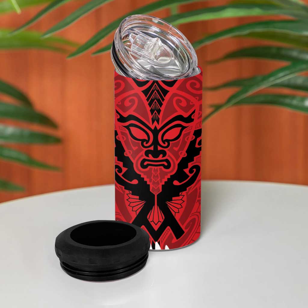 Silver Fern Koru Swirls with Maori Ta Moko 4 in 1 Can Cooler Tumbler