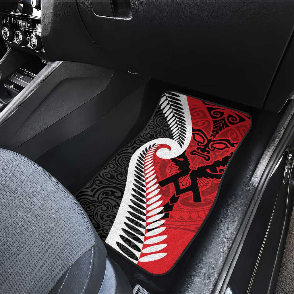 Silver Fern Koru Swirls with Maori Ta Moko Car Mats