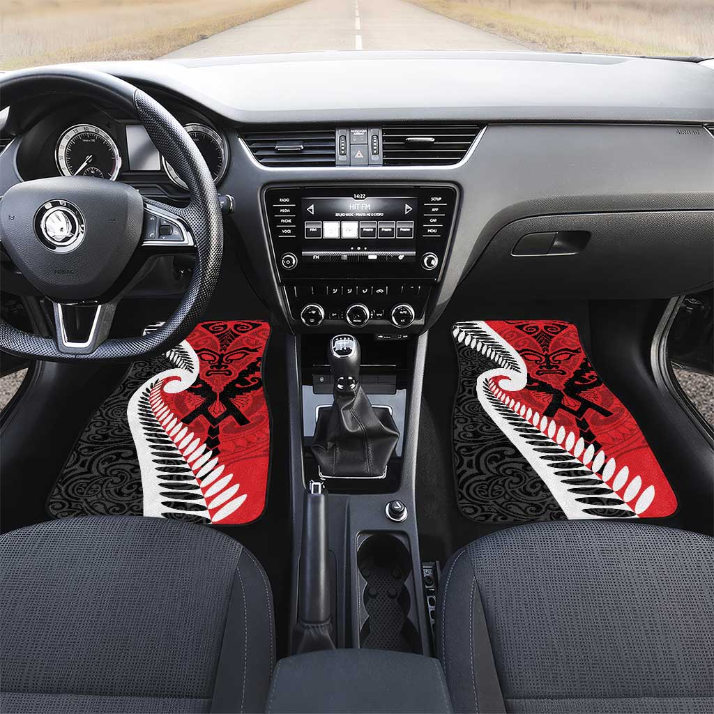 Silver Fern Koru Swirls with Maori Ta Moko Car Mats