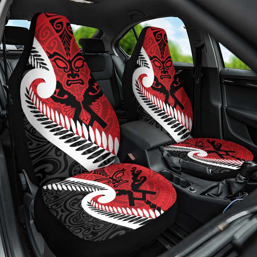 Silver Fern Koru Swirls with Maori Ta Moko Car Seat Cover - Vibe Hoodie Shop