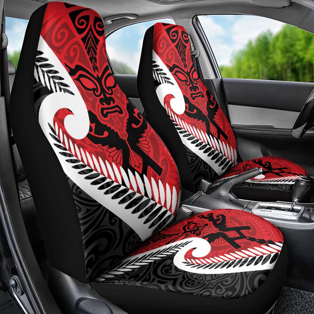 Silver Fern Koru Swirls with Maori Ta Moko Car Seat Cover - Vibe Hoodie Shop