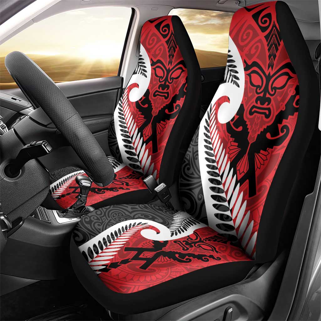 Silver Fern Koru Swirls with Maori Ta Moko Car Seat Cover - Vibe Hoodie Shop