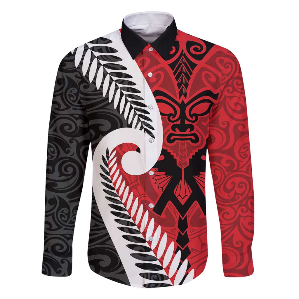 Silver Fern Koru Swirls with Maori Ta Moko Family Matching Long Sleeve Bodycon Dress and Hawaiian Shirt