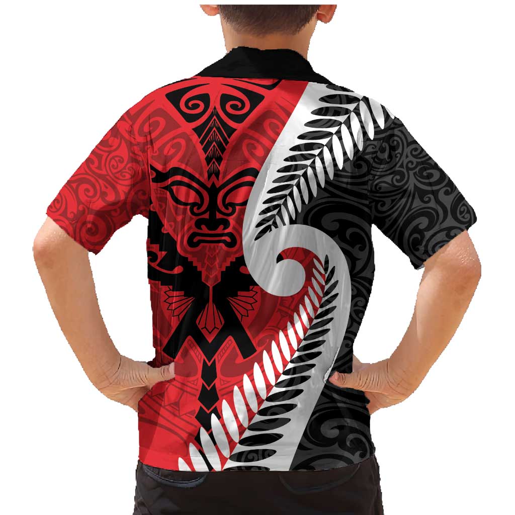 Silver Fern Koru Swirls with Maori Ta Moko Family Matching Mermaid Dress and Hawaiian Shirt