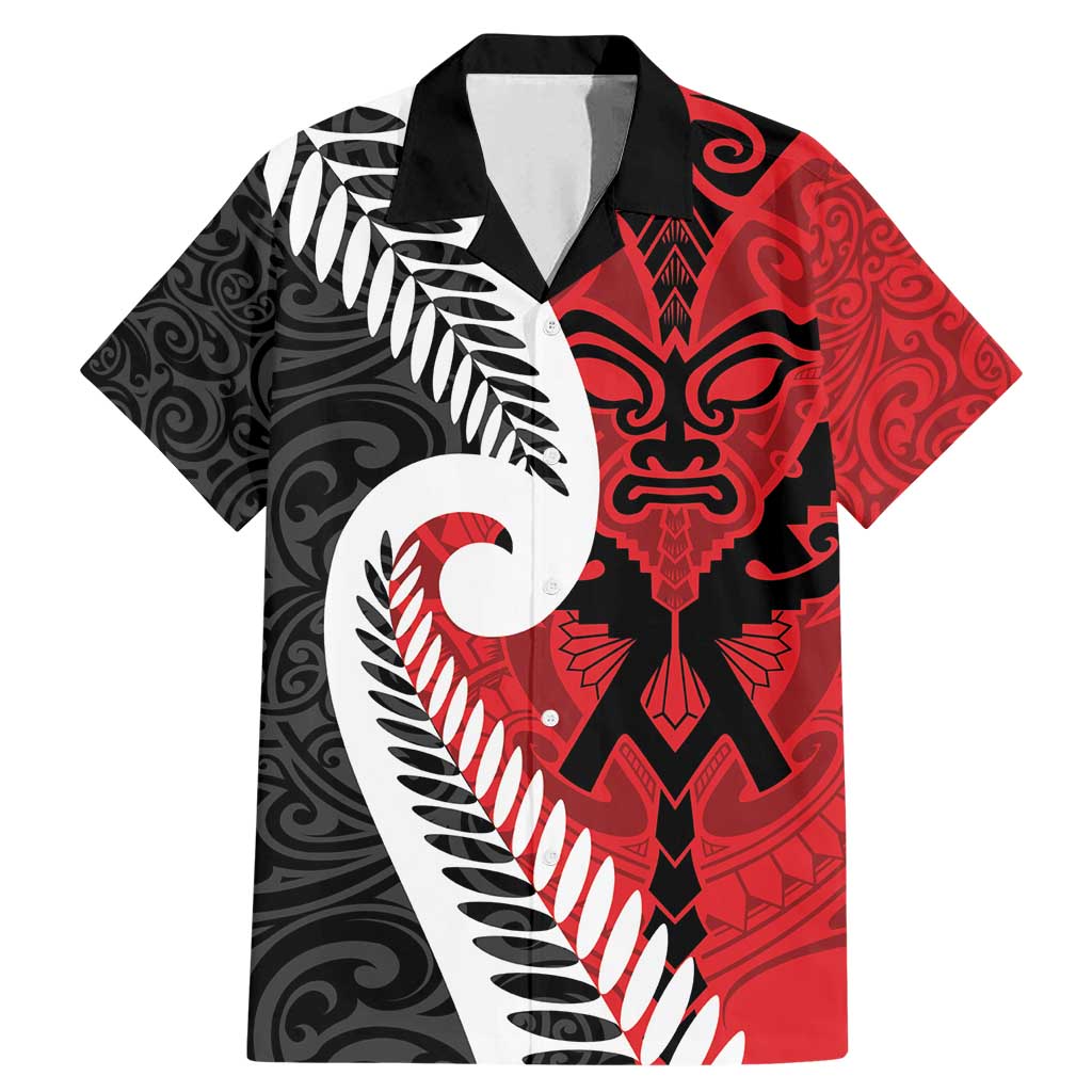 Silver Fern Koru Swirls with Maori Ta Moko Family Matching Mermaid Dress and Hawaiian Shirt