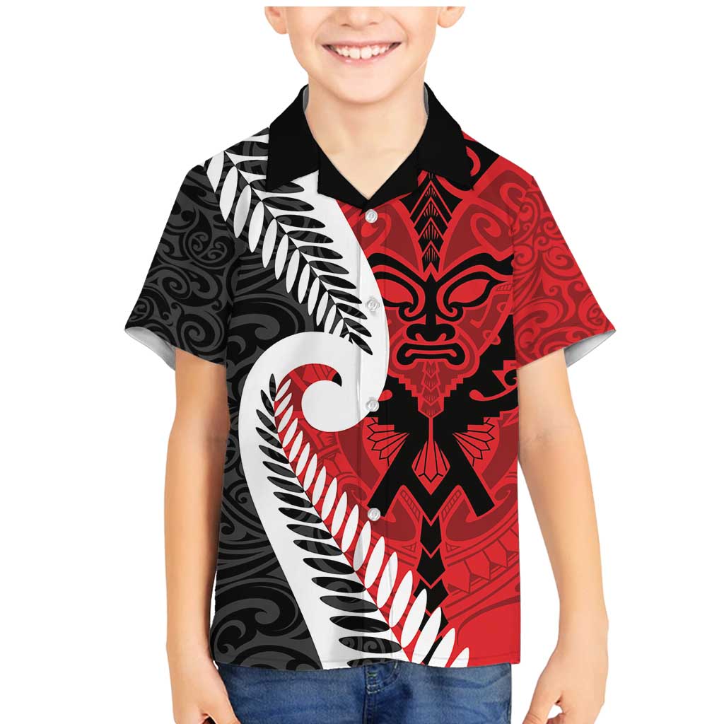 Silver Fern Koru Swirls with Maori Ta Moko Family Matching Mermaid Dress and Hawaiian Shirt