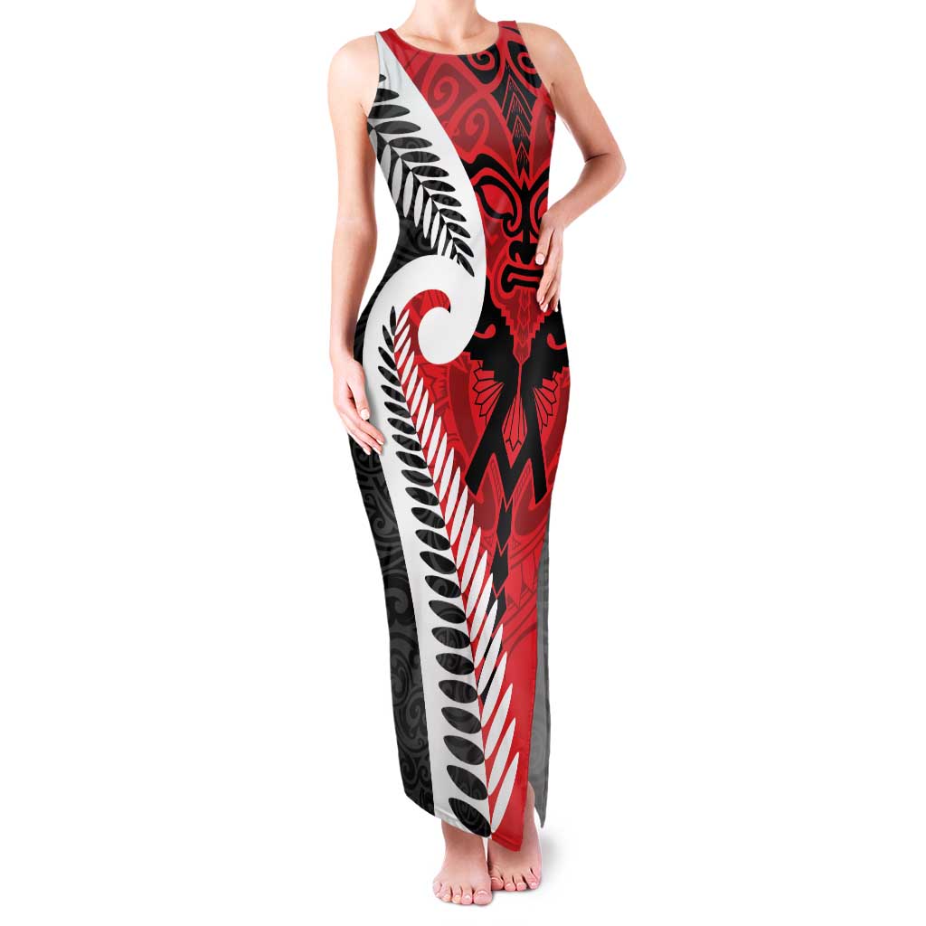 Silver Fern Koru Swirls with Maori Ta Moko Family Matching Tank Maxi Dress and Hawaiian Shirt