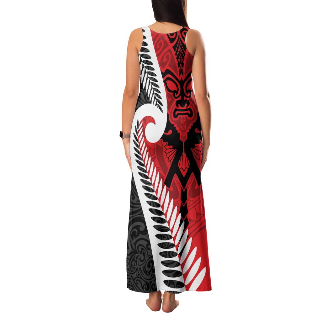 Silver Fern Koru Swirls with Maori Ta Moko Family Matching Tank Maxi Dress and Hawaiian Shirt