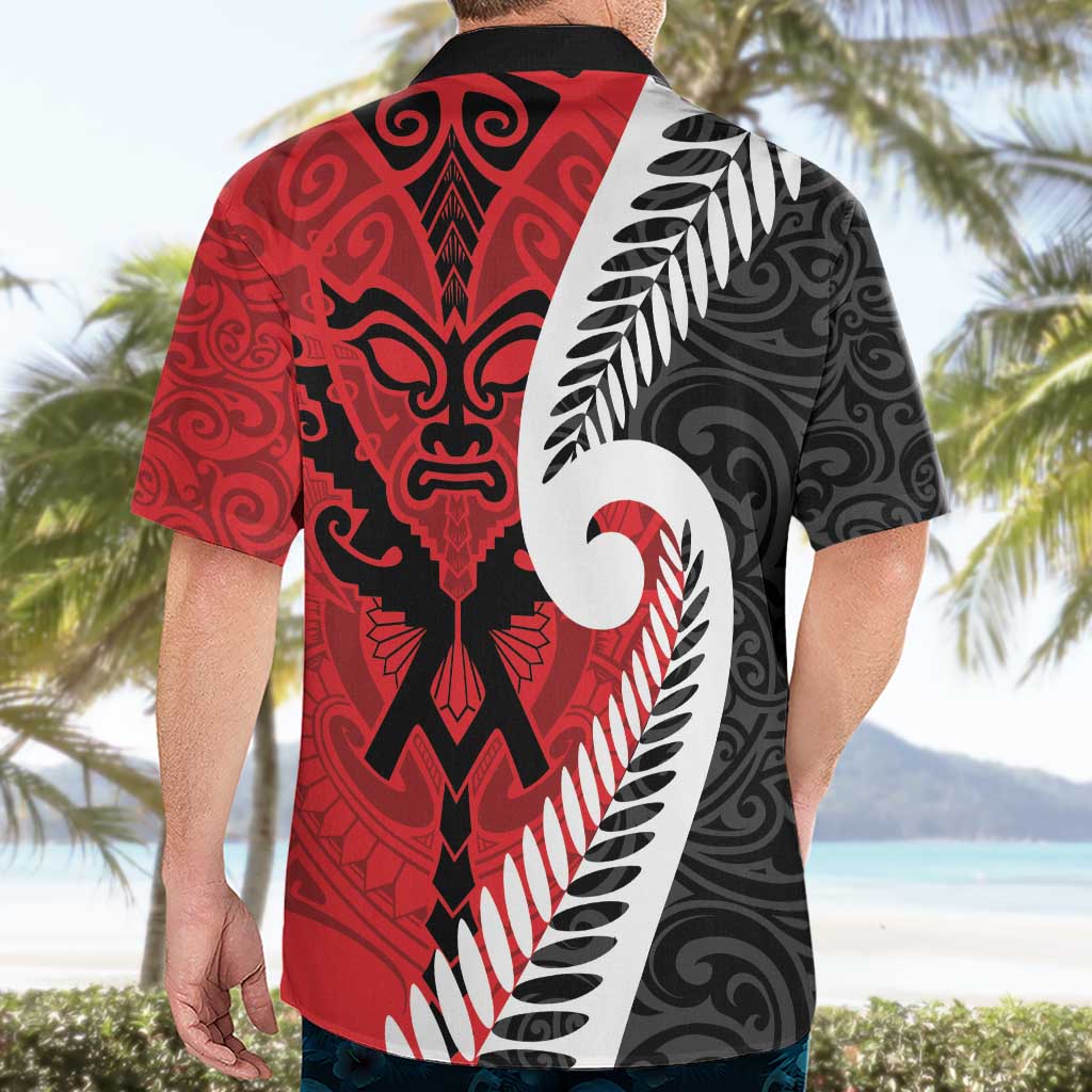 Silver Fern Koru Swirls with Maori Ta Moko Hawaiian Shirt - Vibe Hoodie Shop