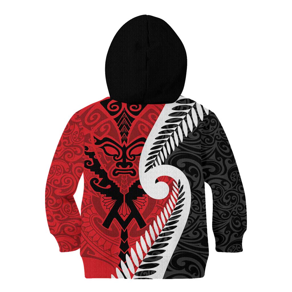 Silver Fern Koru Swirls with Maori Ta Moko Kid Hoodie - Vibe Hoodie Shop