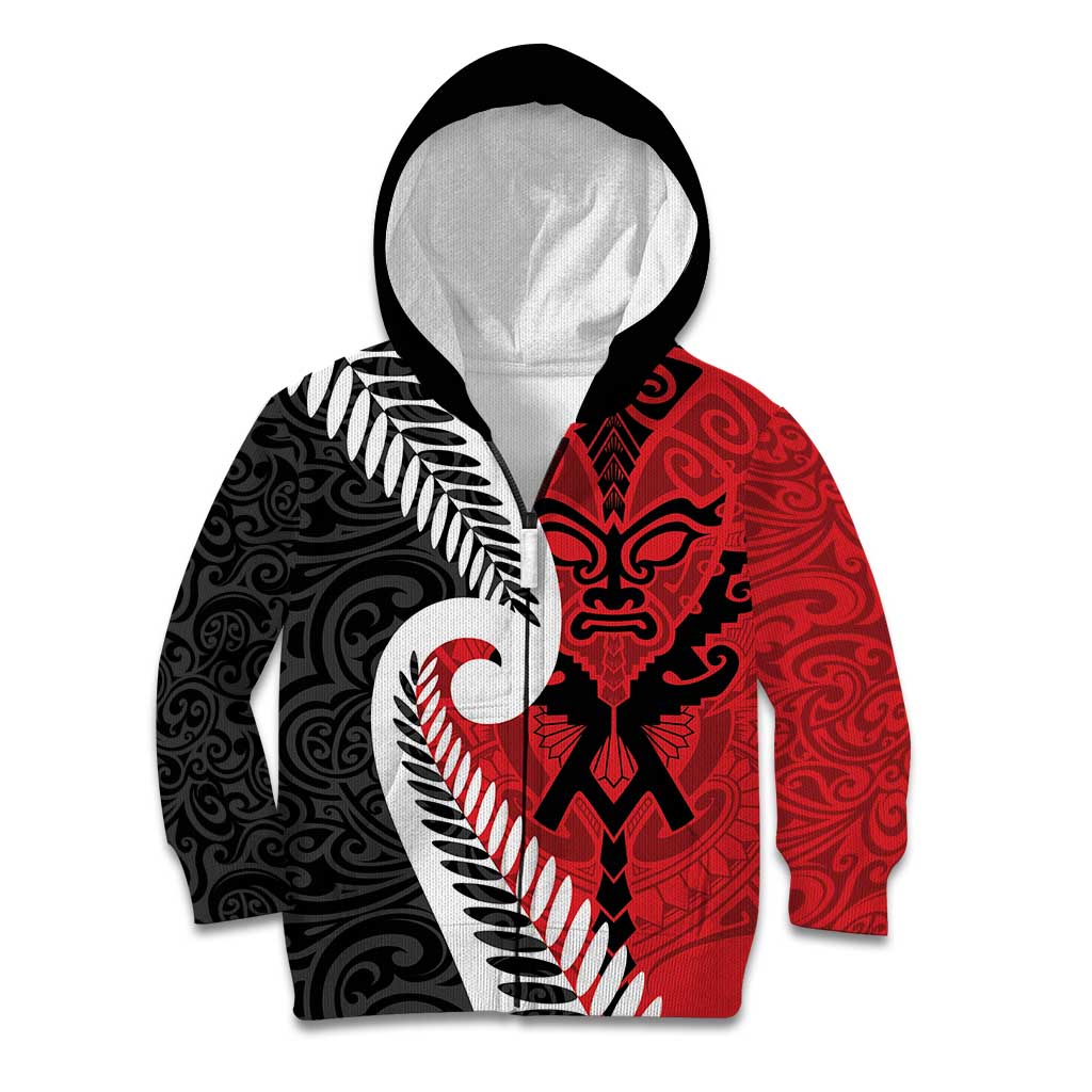 Silver Fern Koru Swirls with Maori Ta Moko Kid Hoodie - Vibe Hoodie Shop