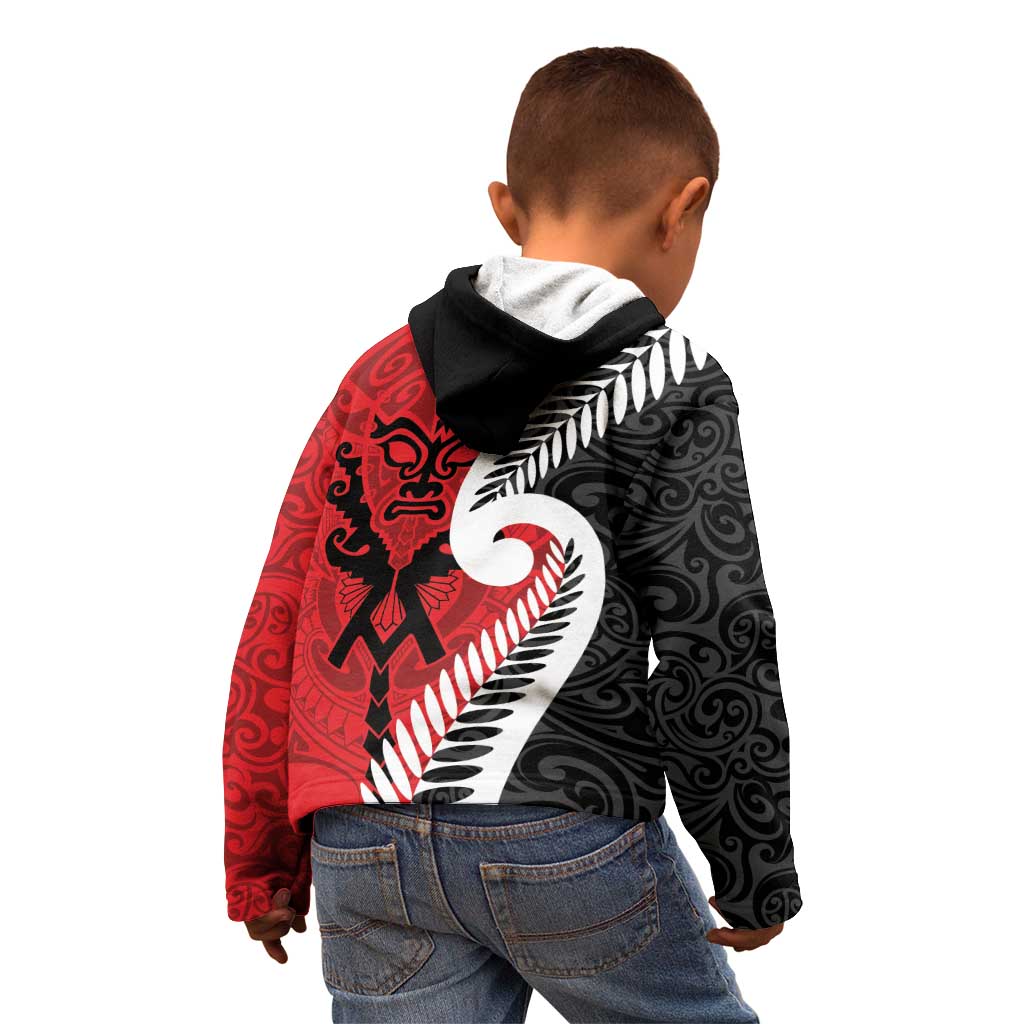 Silver Fern Koru Swirls with Maori Ta Moko Kid Hoodie - Vibe Hoodie Shop