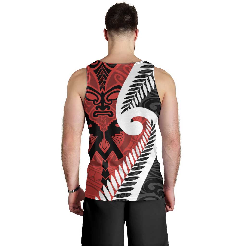 Silver Fern Koru Swirls with Maori Ta Moko Men Tank Top - Vibe Hoodie Shop