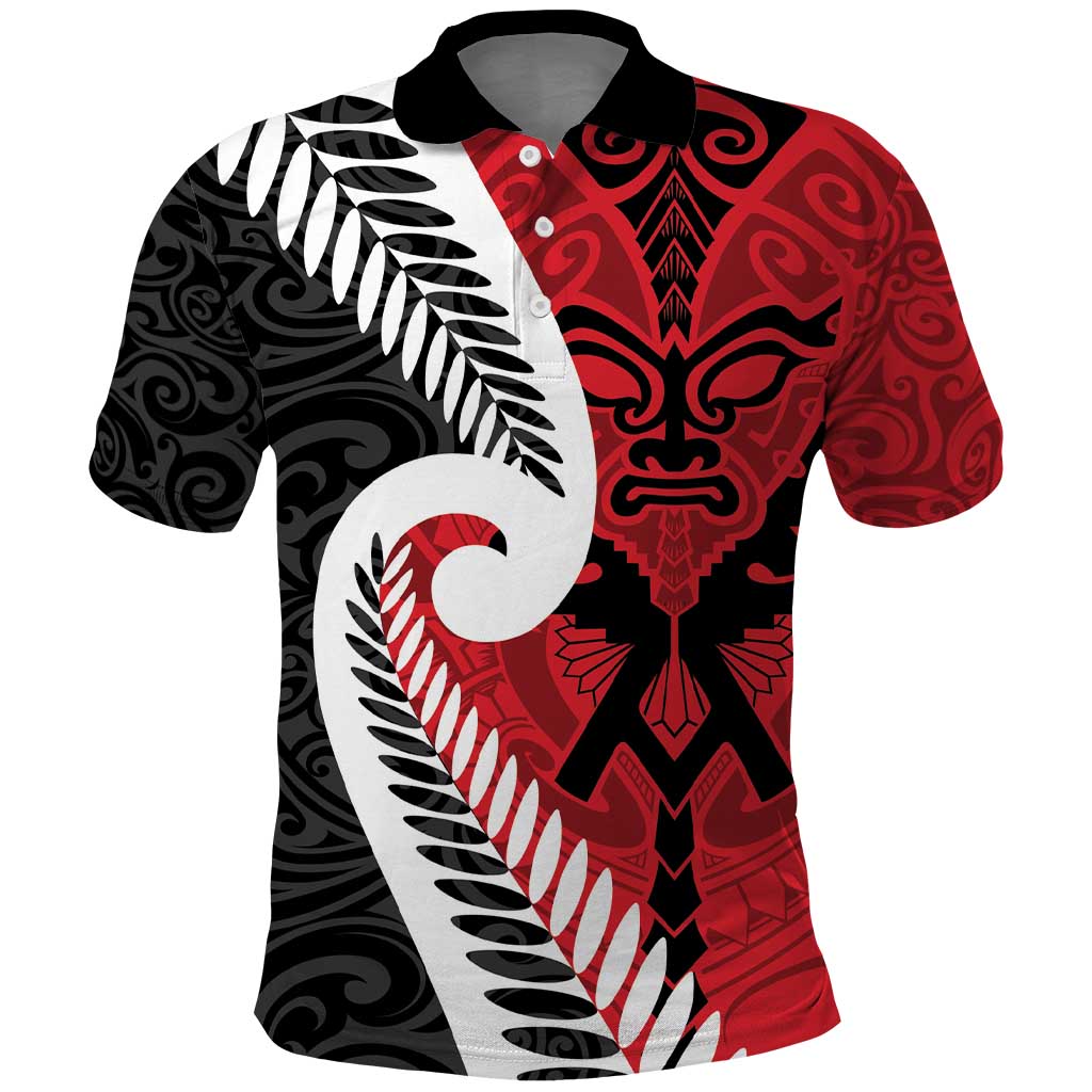 Silver Fern Koru Swirls with Maori Ta Moko Polo Shirt LT9 - Vibe Hoodie Shop