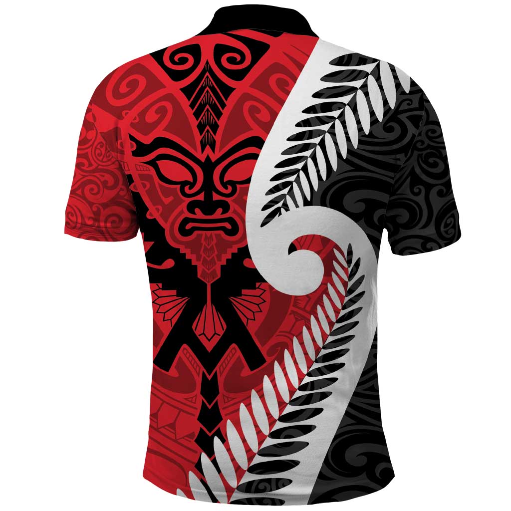 Silver Fern Koru Swirls with Maori Ta Moko Polo Shirt LT9 - Vibe Hoodie Shop