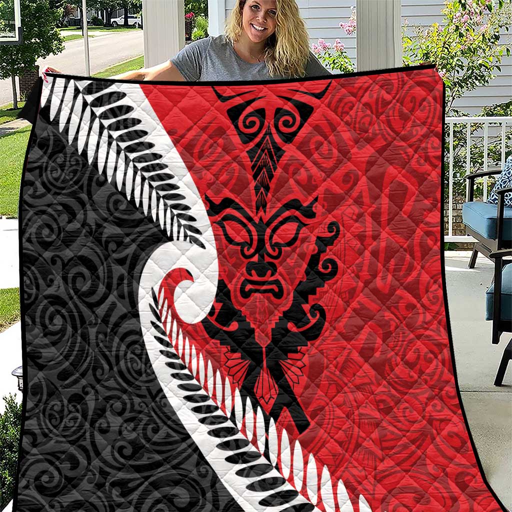 Silver Fern Koru Swirls with Maori Ta Moko Quilt - Vibe Hoodie Shop