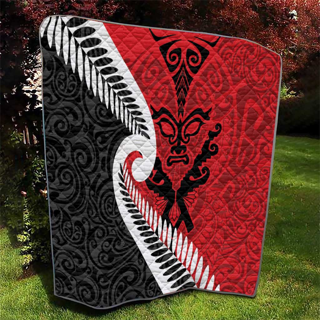 Silver Fern Koru Swirls with Maori Ta Moko Quilt - Vibe Hoodie Shop