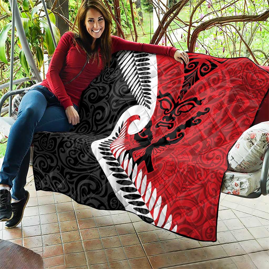 Silver Fern Koru Swirls with Maori Ta Moko Quilt - Vibe Hoodie Shop