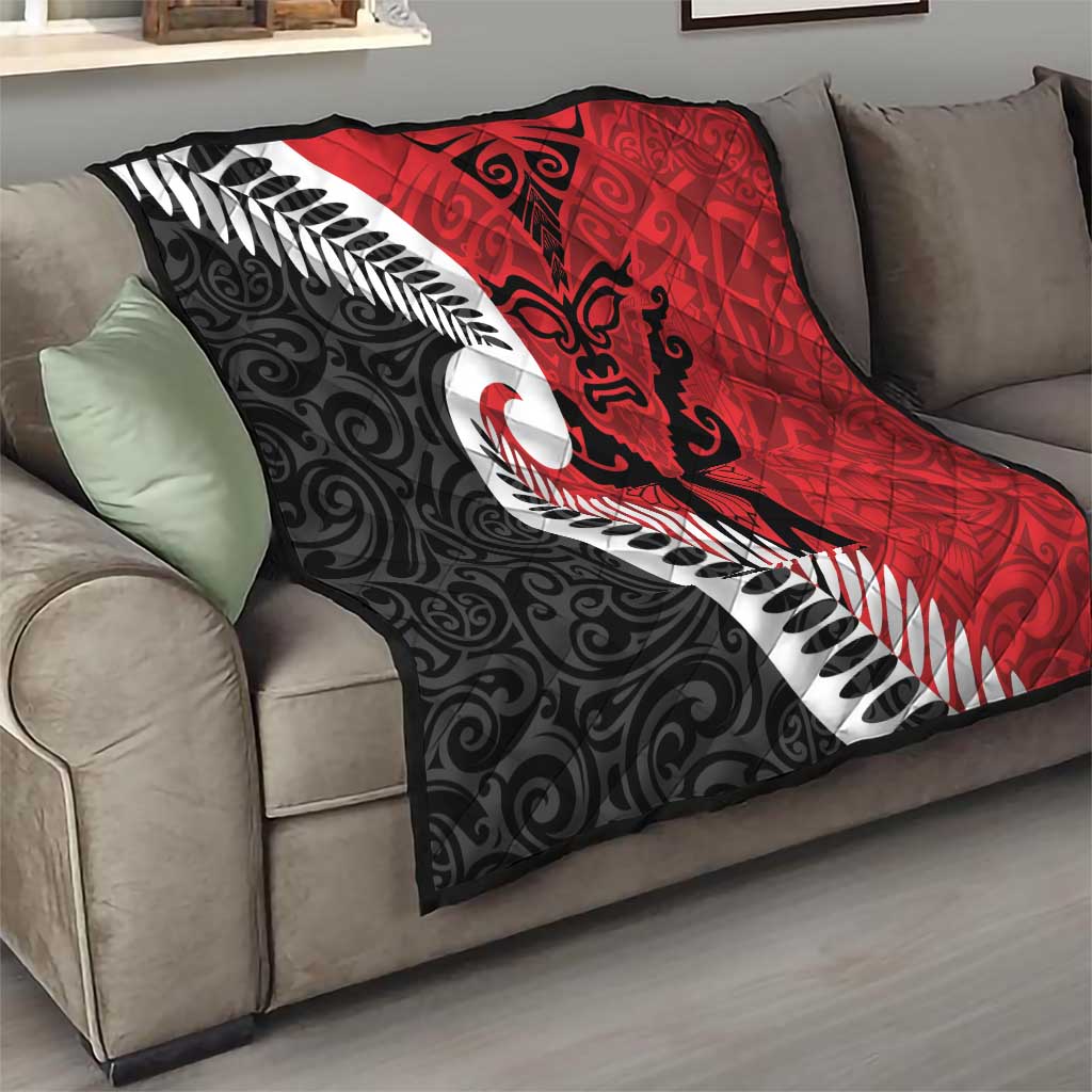 Silver Fern Koru Swirls with Maori Ta Moko Quilt - Vibe Hoodie Shop