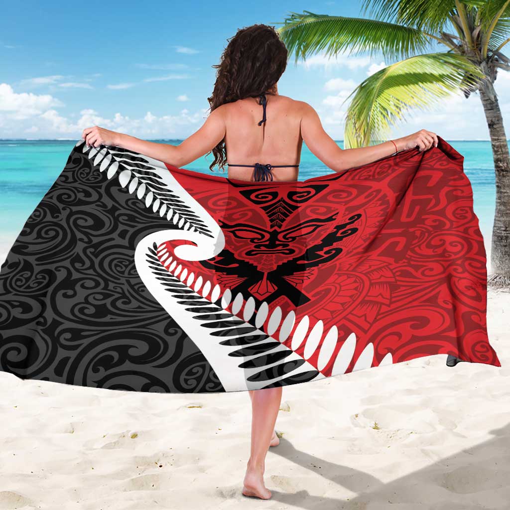 Silver Fern Koru Swirls with Maori Ta Moko Sarong - Vibe Hoodie Shop